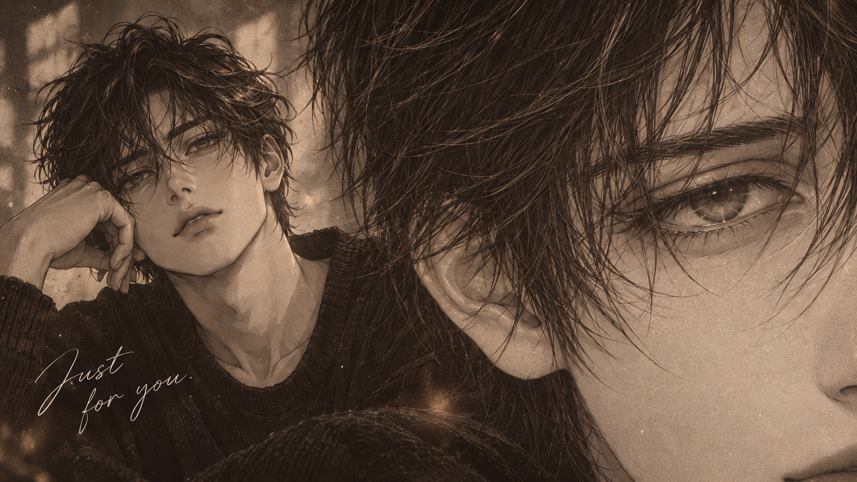 Editorial manga boy portrait preview for a personal AI chat